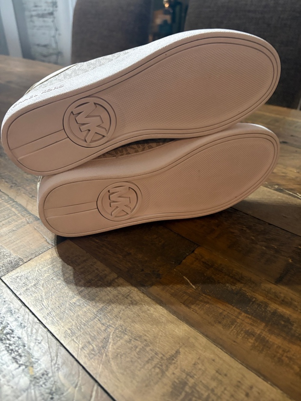 Michael Kors Beige MK Monogram Zip Slip-On Sneakers - Picture 4 of 5